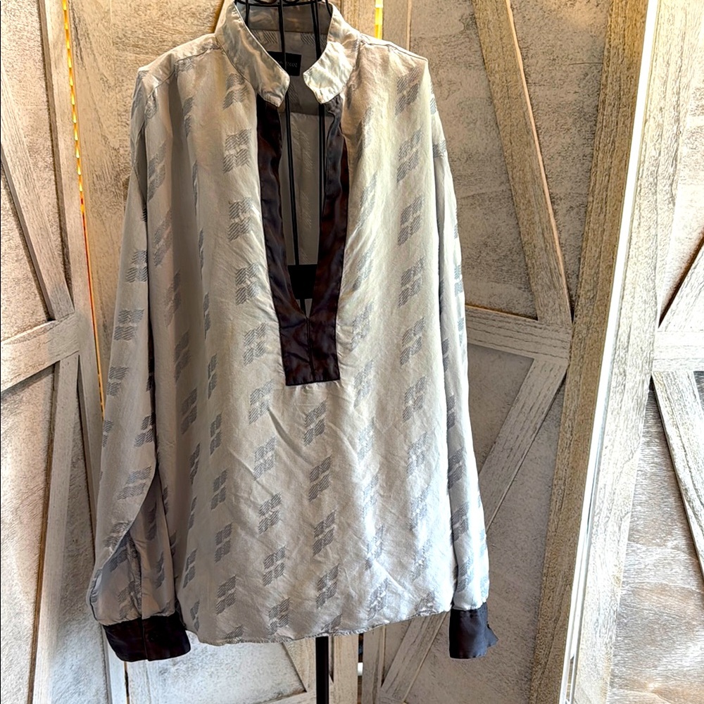 Bolly Armani Gray/Blue Patterned Men's Shirt